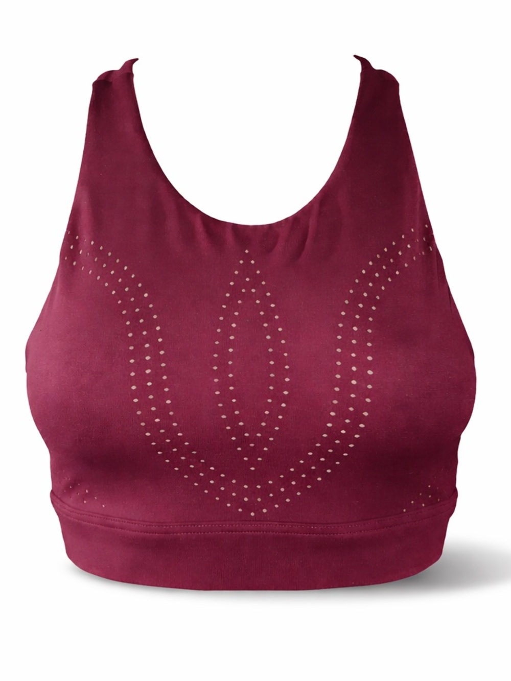 💪 BuffBunny Collection Laser Cut Sports Bra Burgundy Racerback Adjustable XS